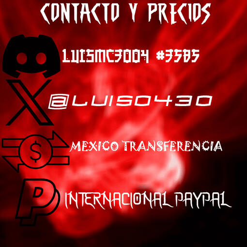 Estos son mi forma de contacto y los métodos de pago que yo manejo